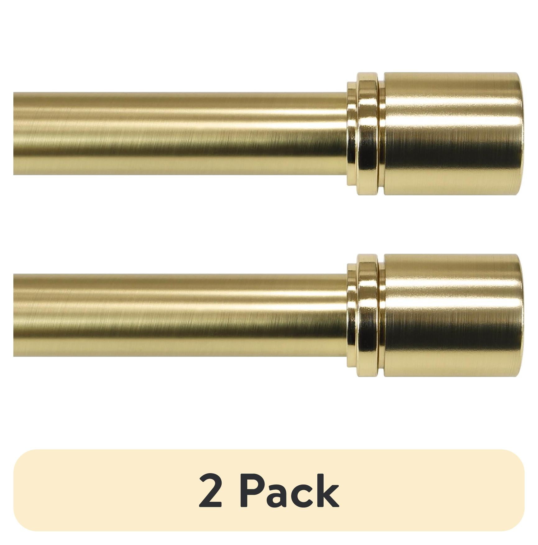 (2 pack) Better Homes & Gardens 1" Brass Cylinder Curtain Rod, 42-120"
