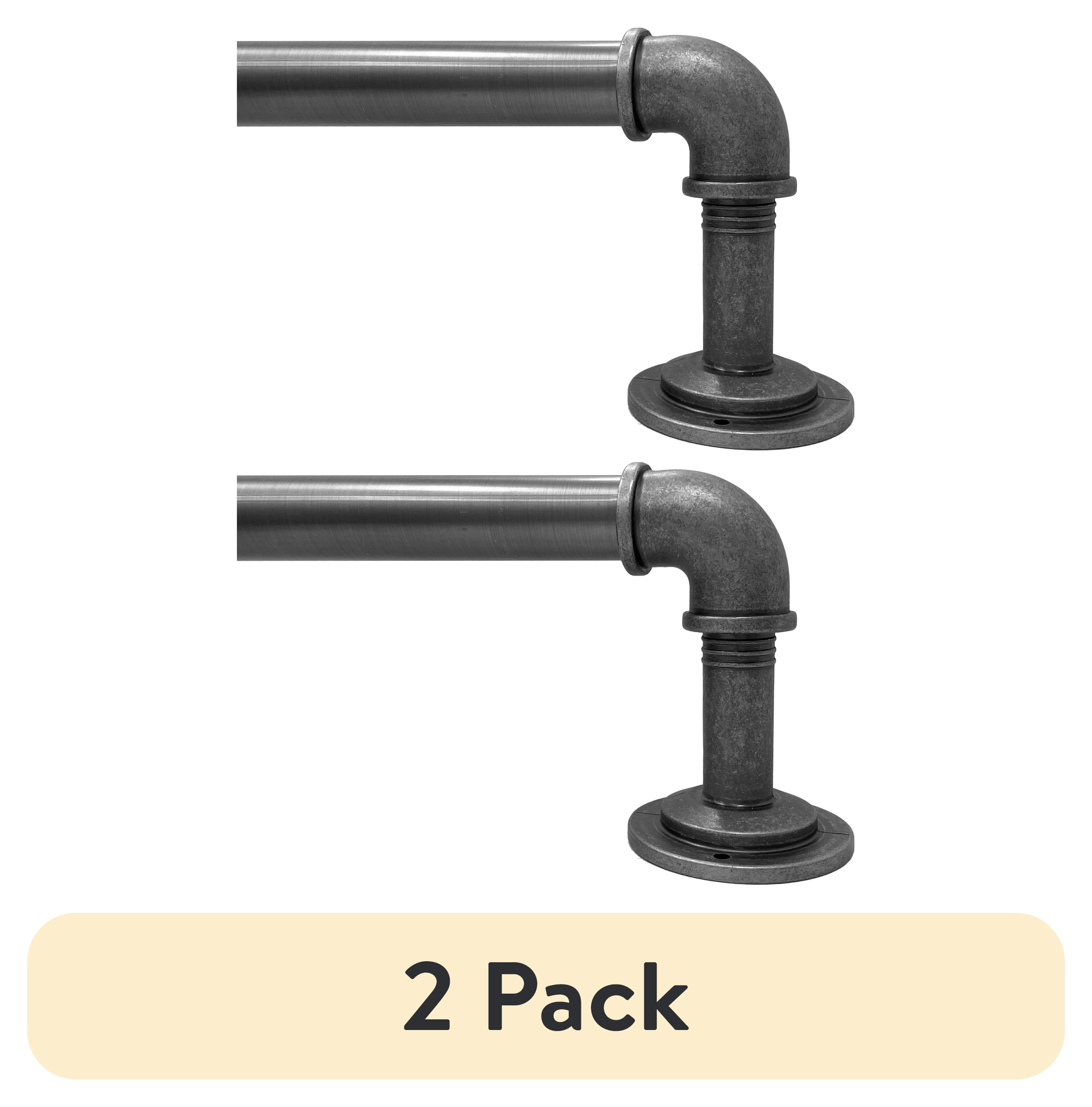 (2 pack) Better Homes & Gardens Industrial Pipe Wraparound Curtain Rod Set, 42 in to 120 in, Antique Nickel