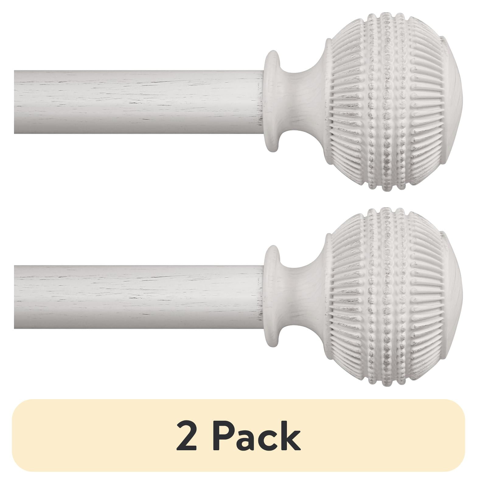 (2 pack) Better Homes & Gardens 1" Textured Knob Curtain Rod, 42-120", White