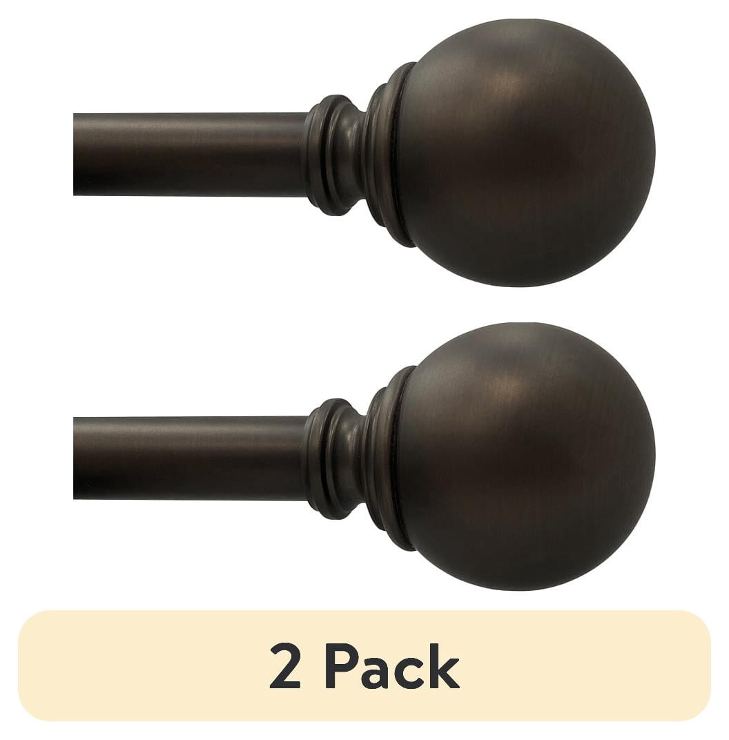 (2 pack) Better Homes & Gardens 1" Oil Rubbed Bronze Metal Ball Single Curtain Rod, 42-120"