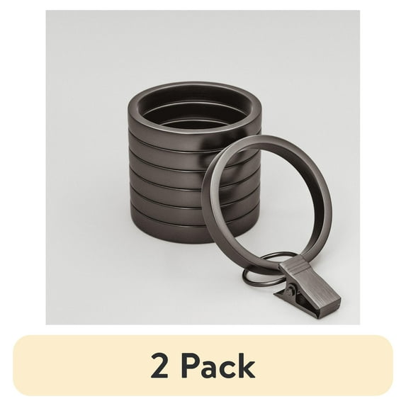 (2 pack) Better Homes & Gardens Plated Pewter Curtain Clip Rings (7 Pack)