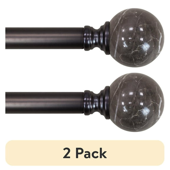 (2 pack) Better Homes & Gardens 1" Oil-Rubbed Bronze Marble Curtain Rod 42-120"