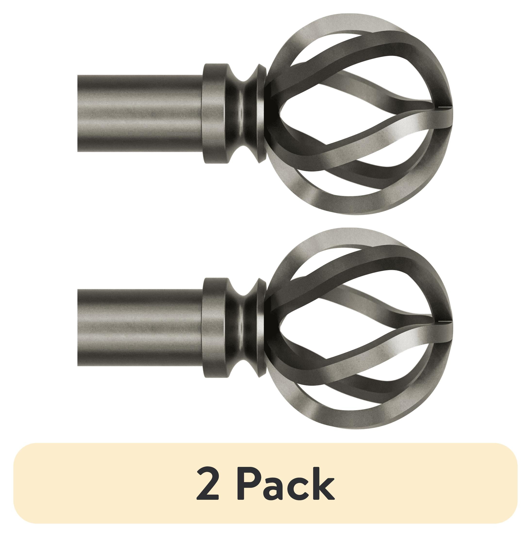 (2 pack) Better Homes & Gardens 1" Pewter Cage Adjustable Single Curtain Rod Set, 120-180"