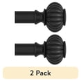 thumbnail image 1 of (2 pack) Better Homes & Gardens 1 in Black Ribbed Knob Adjustable Single Curtain Rod Set, 42-120 in, 1 of 8