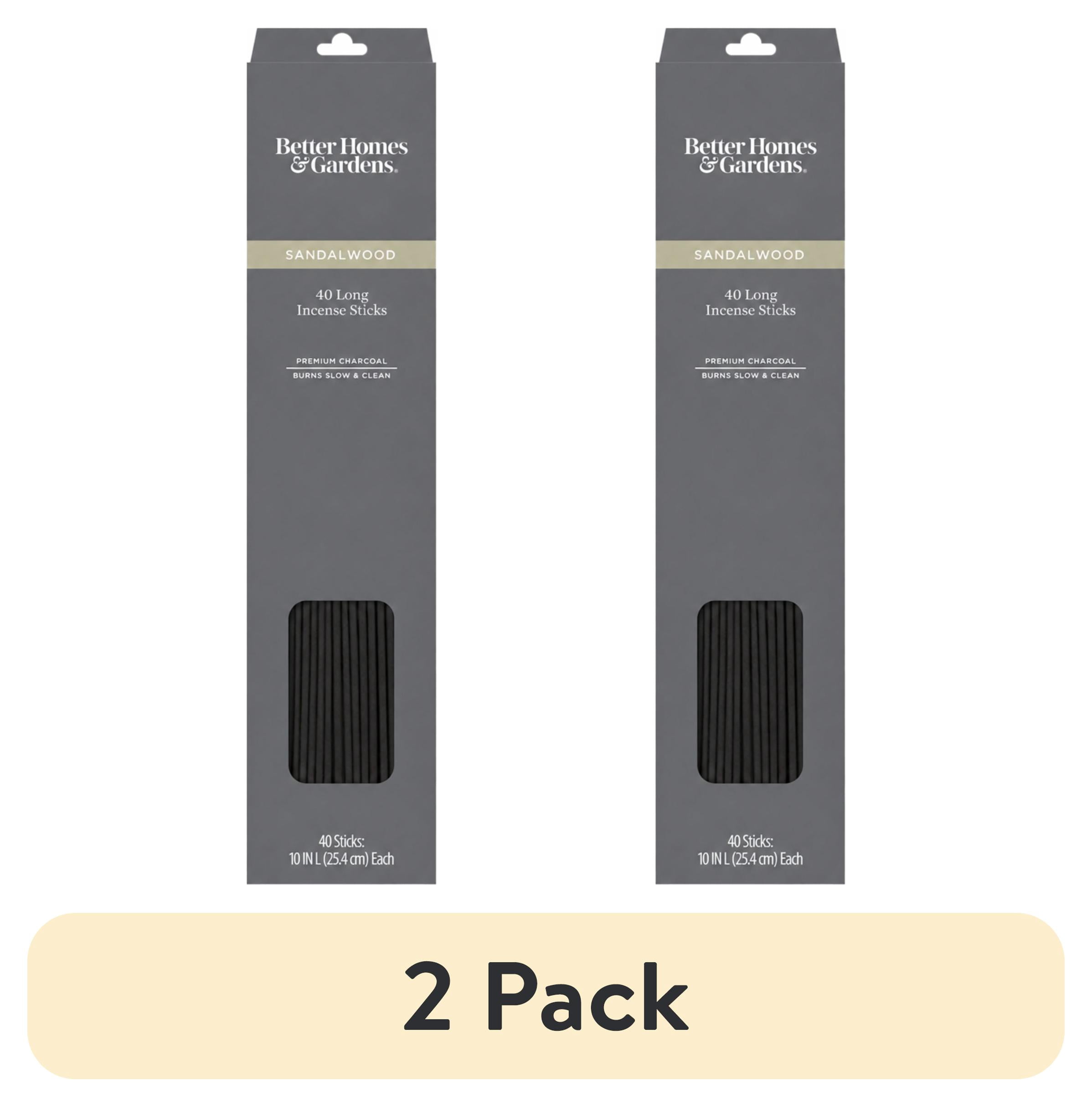 (2 pack) Better Homes & Gardens 10” Premium Charcoal Incense Sticks, Sandalwood, 40 Pack