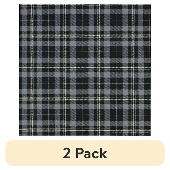 (2 pack) Better Homes & Gardens 100% Cotton Hichory Plaid Black, 2 Yard Precut Fabric