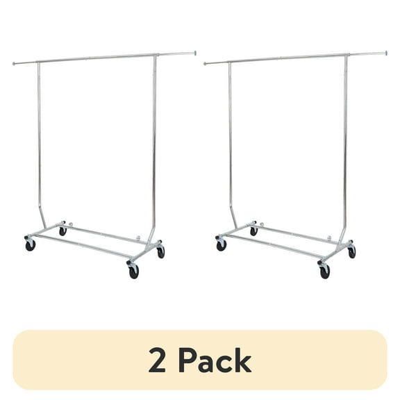 (2 pack) Better Homes & Gardens Heavy Duty Garment Drying Clothes Rack - Adjustable Height, Folding, Rolling, Metal, Silver - Closet Organization