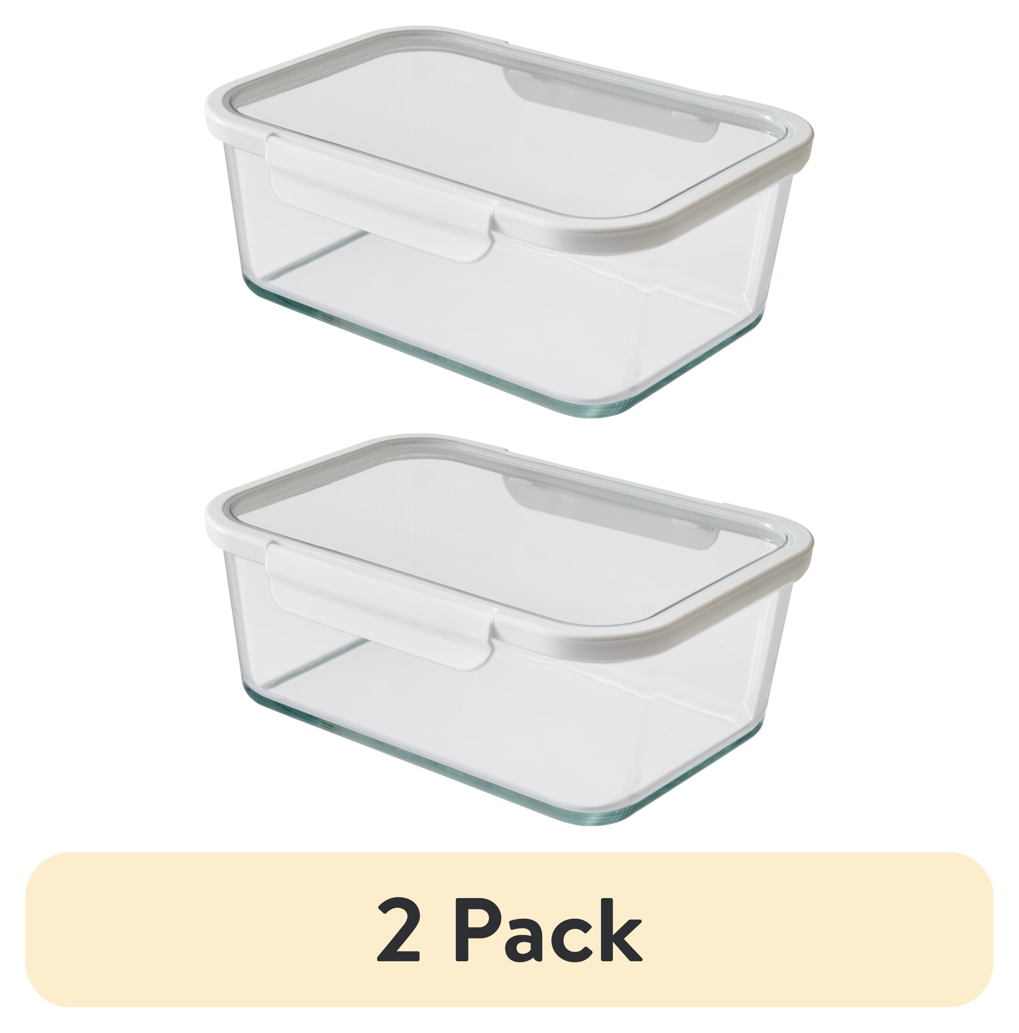 (2 pack) Better Homes & Gardens 10 Cup Rectangle Glass Food Storage Container with Tritan Lid