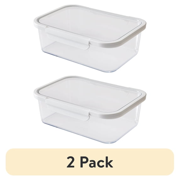 (2 pack) Better Homes & Gardens 10Cup Rectangle Tritan Food Storage Container with Tritan Lid. Set of 1, 2 Pieces, A Practical Choice for Dry Goods and Bulk Ingredients