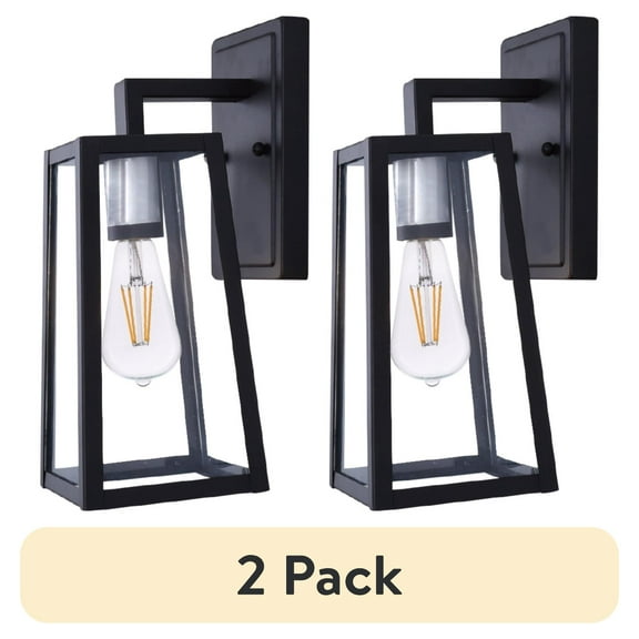 (2 pack) Better Homes & Gardens 12.5"H Bronze Classic Outdoor Wall Light, Glass Shade, ST19 LED Bulb Included