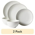 thumbnail image 1 of (2 pack) Better Homes & Gardens Sawyer 12-Piece Stoneware Dinnerware Set Cream, 1 of 9