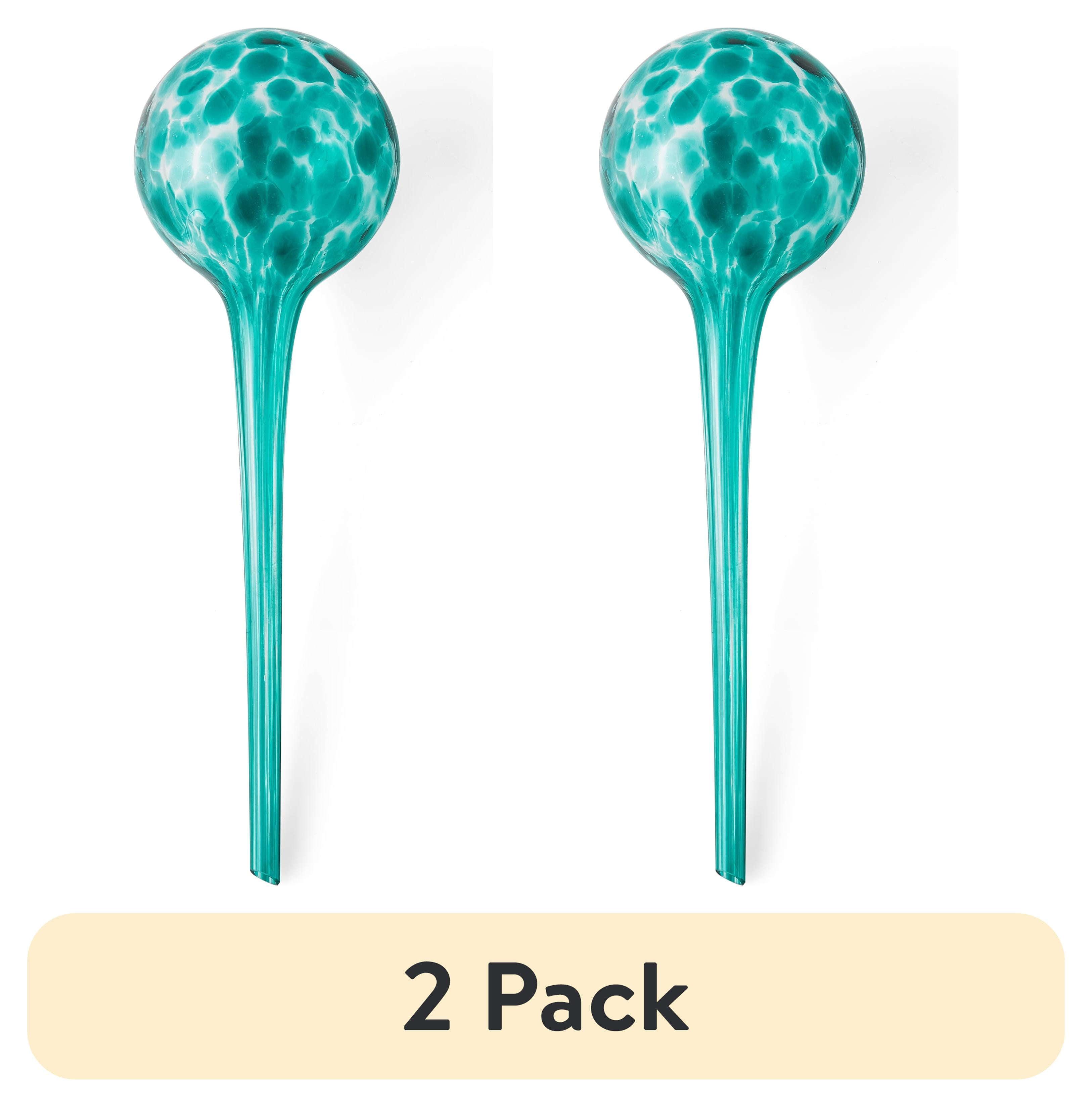 (2 pack) Better Homes & Gardens 12 inch Round Hand Blown Glass Self-Watering Globe for Planters