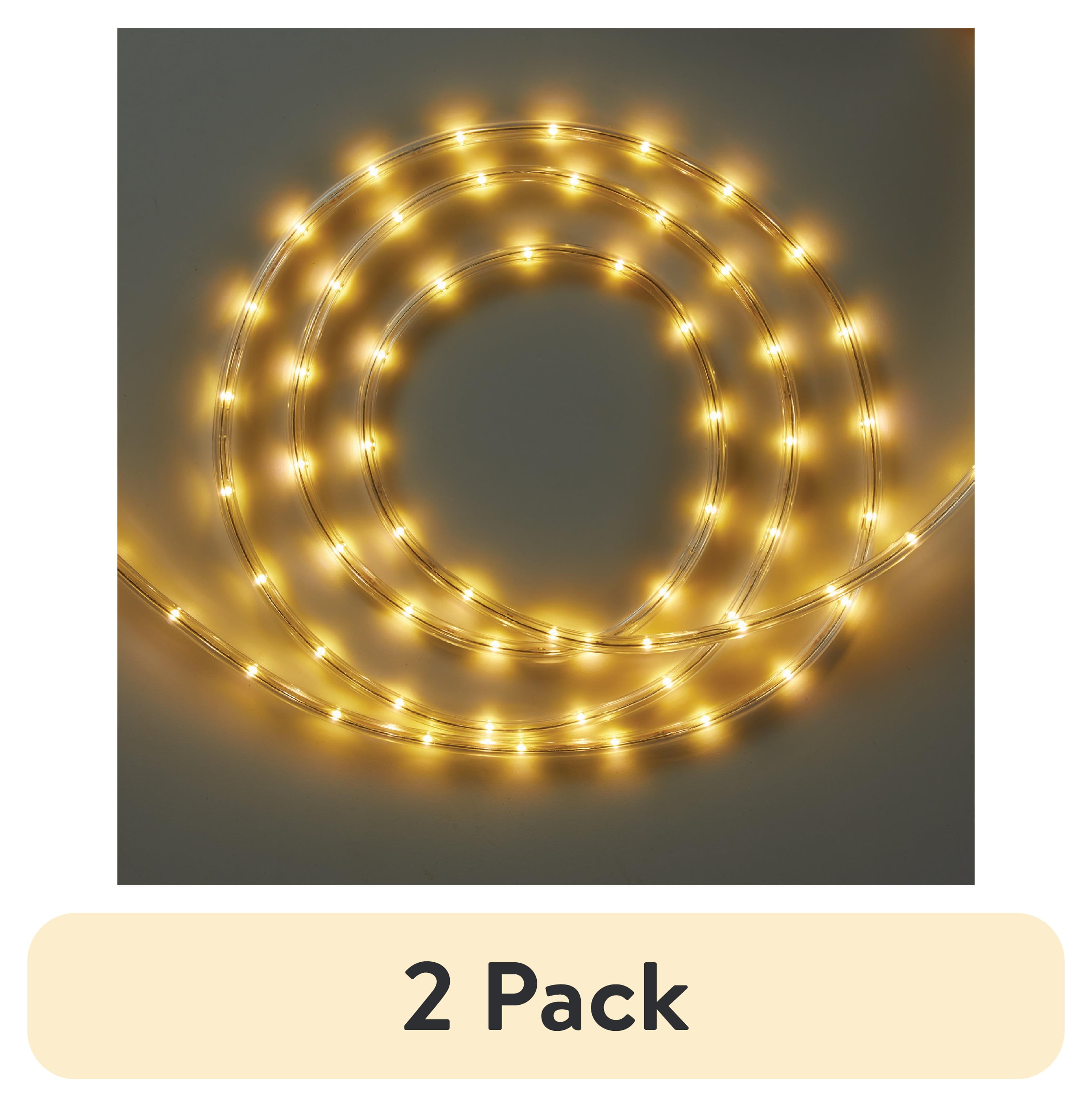(2 pack) Better Homes & Gardens 120 Volt, 21.6 Watt, 48 Foot Soft White LED Rope Light for Indoor and Outdoor Use