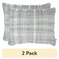 thumbnail image 1 of (2 pack) Better Homes & Gardens 14" x 20" Lulu Silver Plaid Cotton Rich Decorative Pillow, 1 of 7