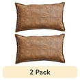 thumbnail image 1 of (2 pack) Better Homes & Gardens 14" x 24" Beige Vegan Leather Decorative Pillow, 1 of 9