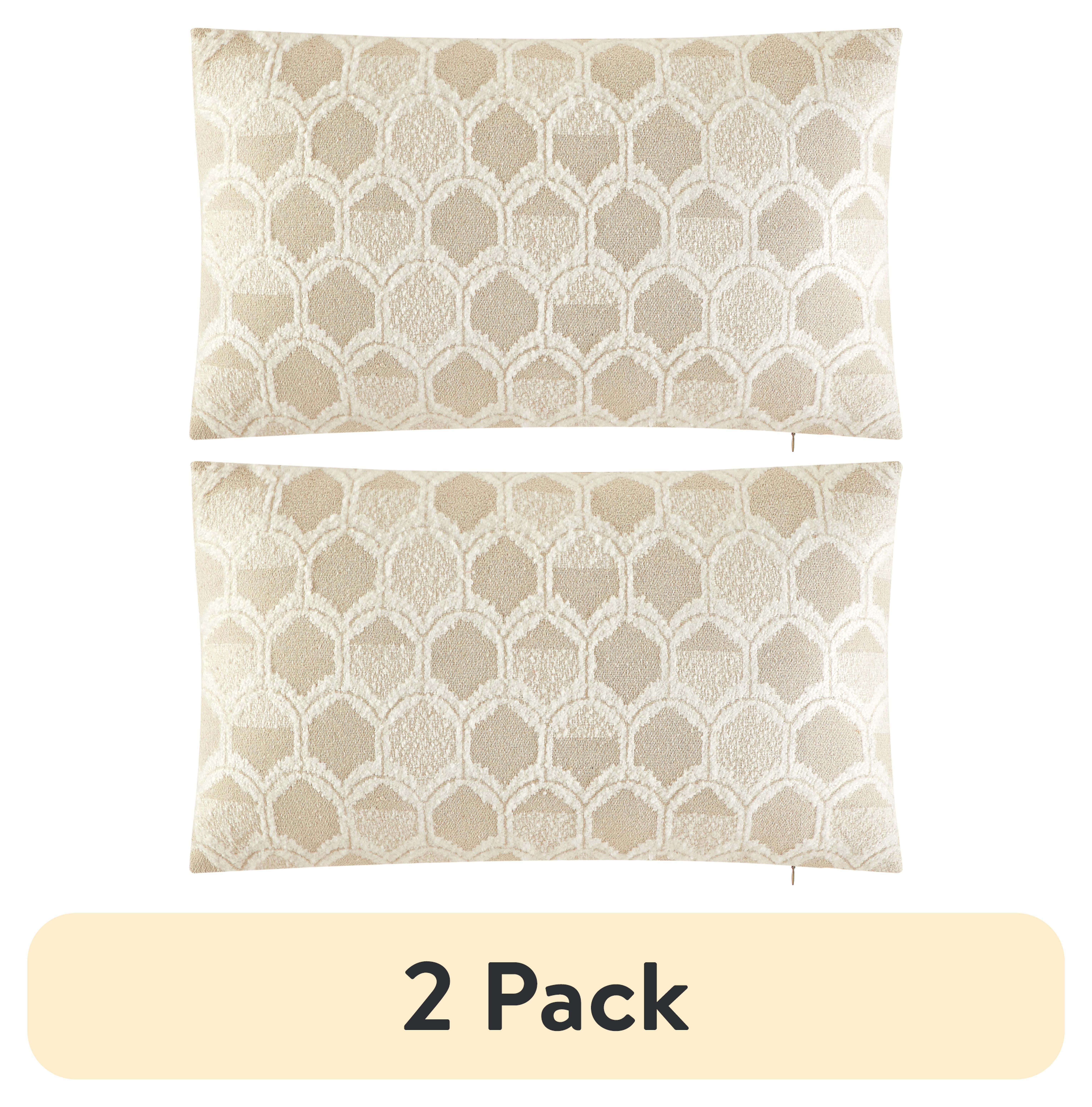 (2 pack) Better Homes & Gardens Bellittos Decorative Pillow For Adults and Teens, 14" x 24", Papyrus Beige