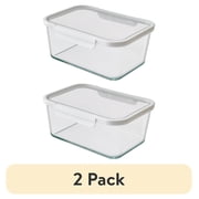 2 pack Better Homes & Gardens 14 Cup Rectangle Glass Food Storage Container with Tritan Lid, 1 Container and 1 Lid