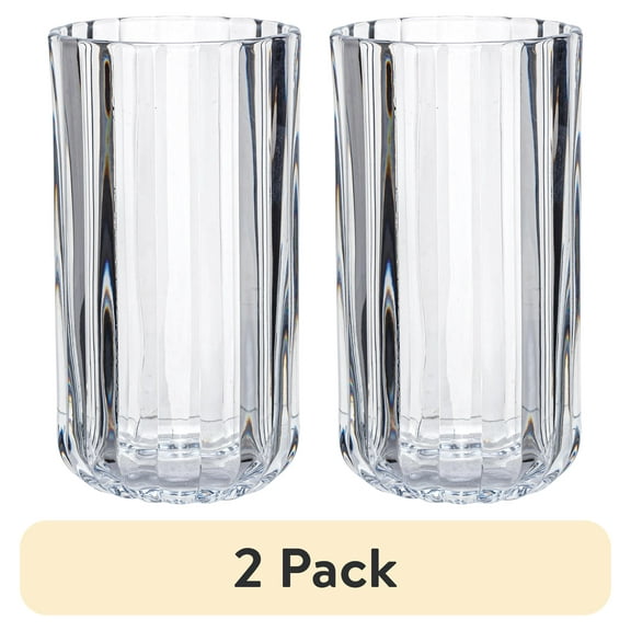 (2 pack) Better Homes & Gardens 14OZ Fluted Glass Tumbler Clear