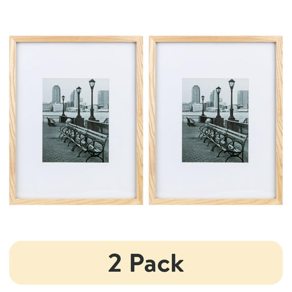 (2 pack) Better Homes & Gardens – 8x10 Picture Frame – Wood Matted Gallery Wall Photo Frame