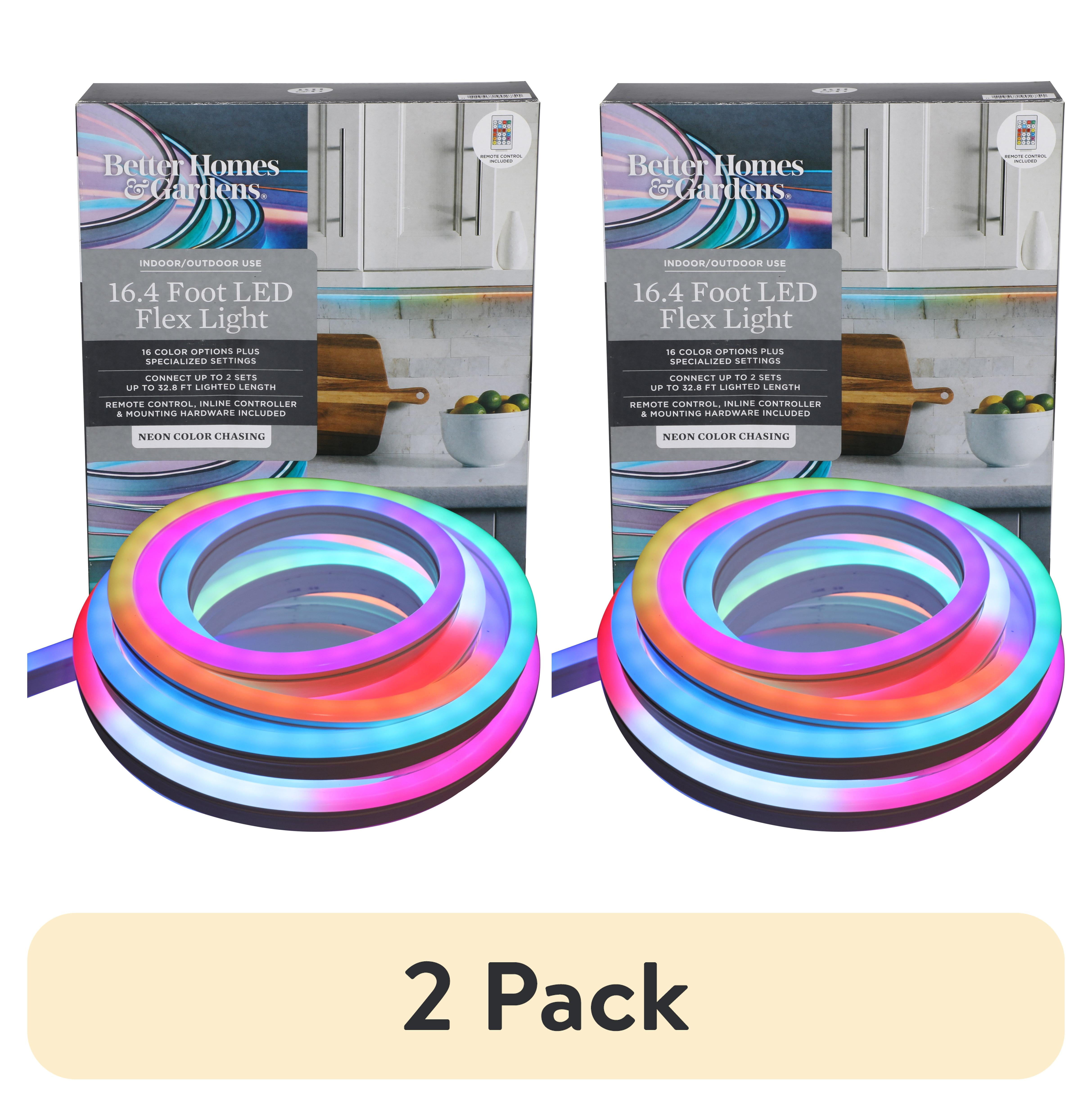(2 pack) Better Homes & Gardens 16.4ft Indoor/Covered Patio Color Changing/Chasing Neon Flex Strip Light