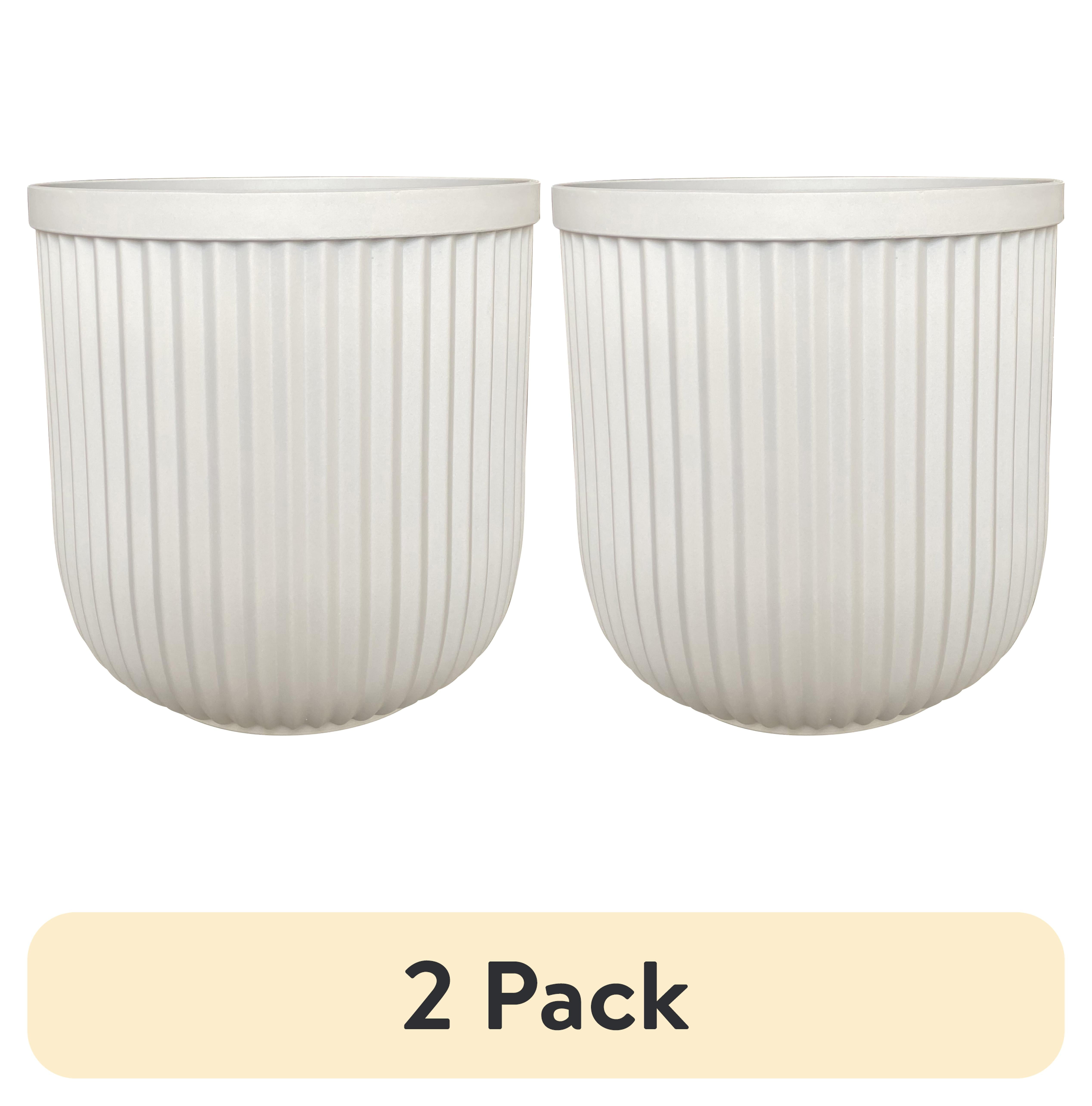 (2 pack) Better Homes & Gardens 16"W x 16"L x 15.8"H Ellan White Resin Plant Pot Planter