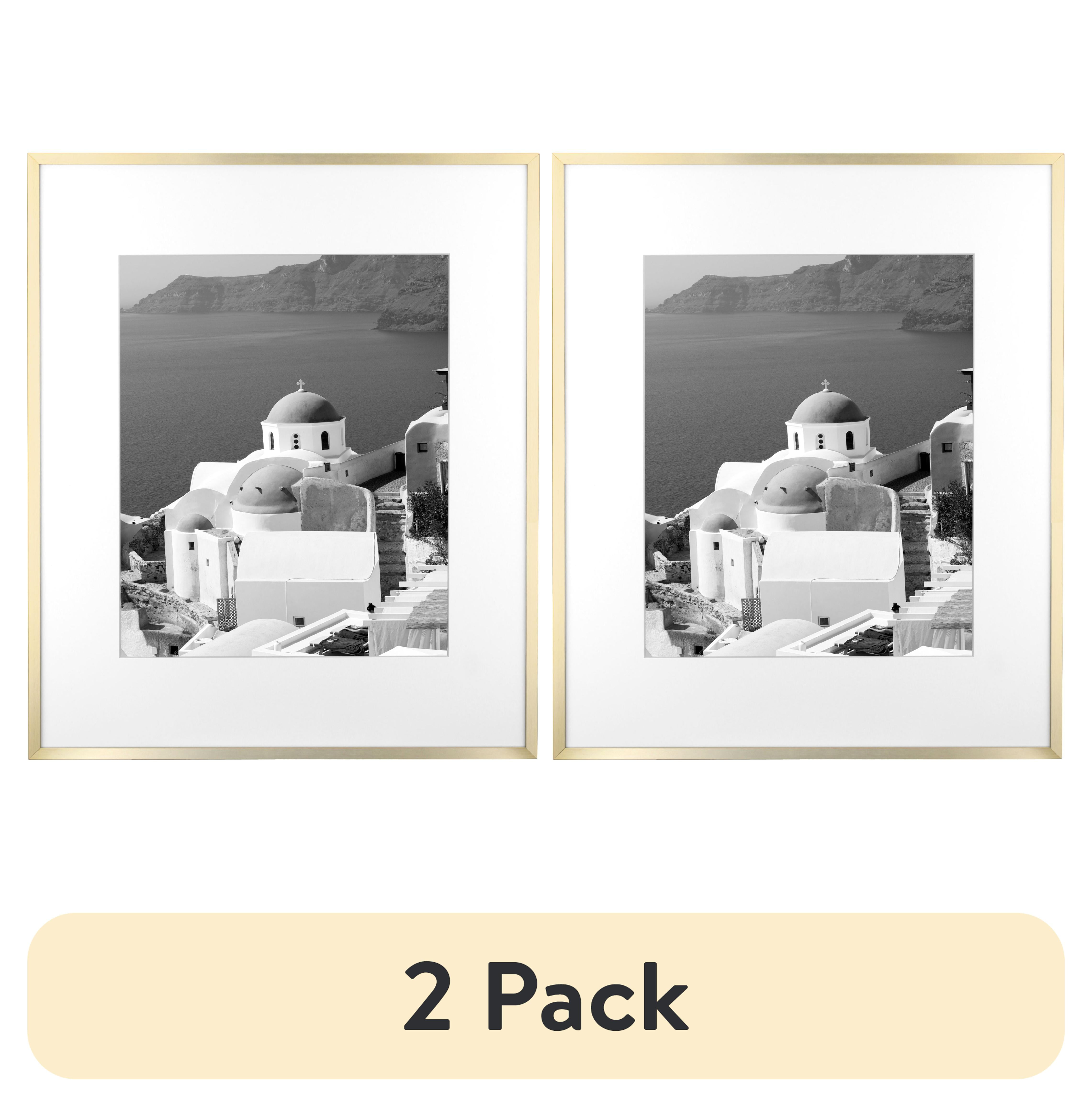 (2 pack) Better Homes & Gardens 16x20 Matted to 11x14 Metal Gallery Wall Picture Frame, Gold, Non Glare