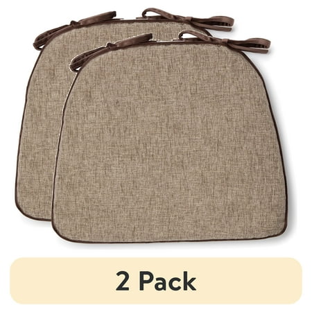 (2 pack) Better Homes & Gardens Memory Foam Chair Cushion, Brown, 17.5” x 14.75”, Single