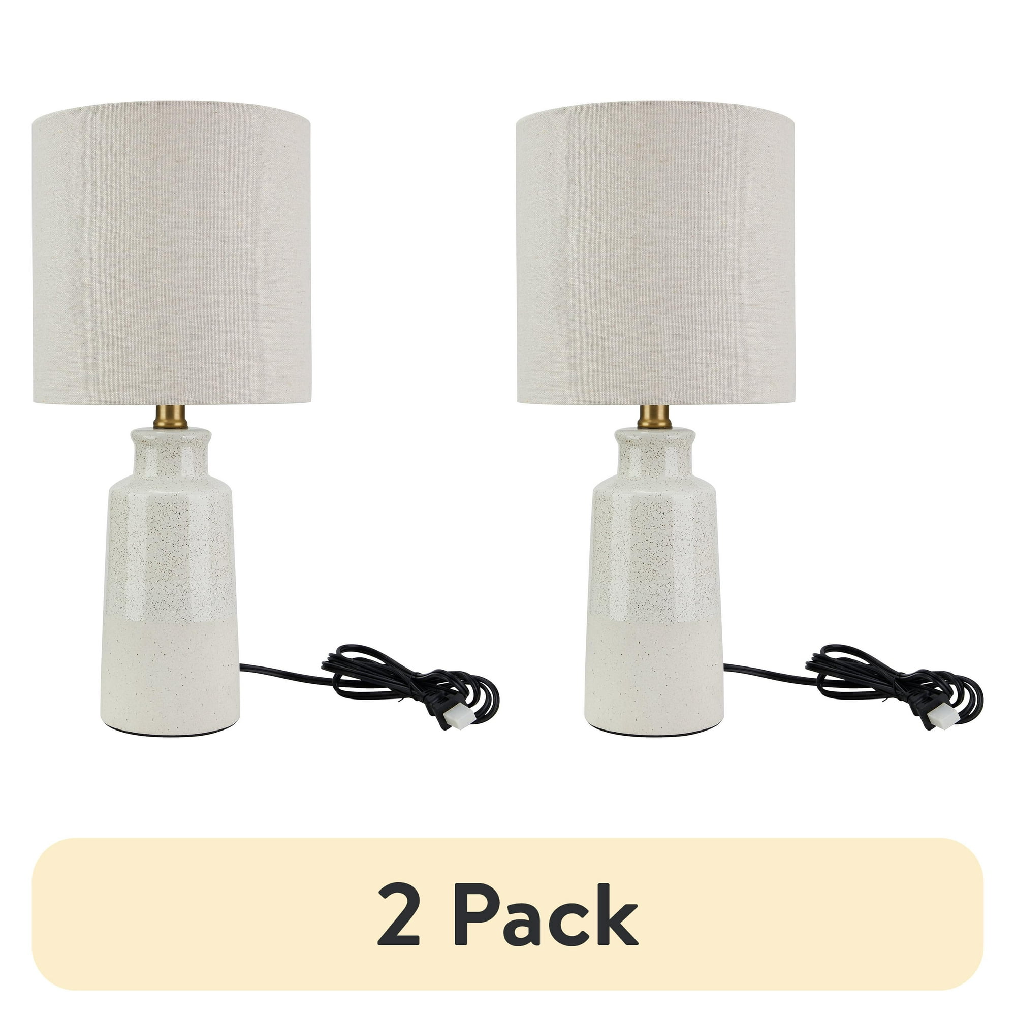 (2 pack) Better Homes & Gardens 17" Reactive Glaze Ceramic Table Lamp with Off-White Shade