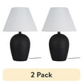 thumbnail image 1 of (2 pack) Better Homes & Gardens 18"H Ceramic Urn Style Table Lamp, Matte Black Finish, with White Linen Empire Shade, 1 of 12