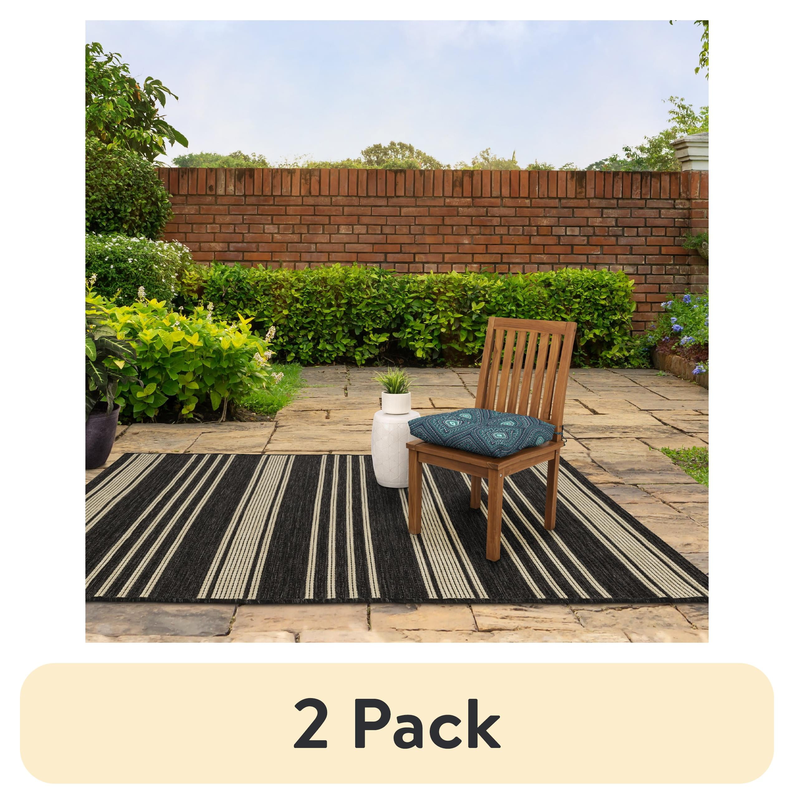 (2 pack) Better Homes & Gardens 18" L x 19" W Navy Medallion Rectangle Outdoor Seat Pad (1 Pack)