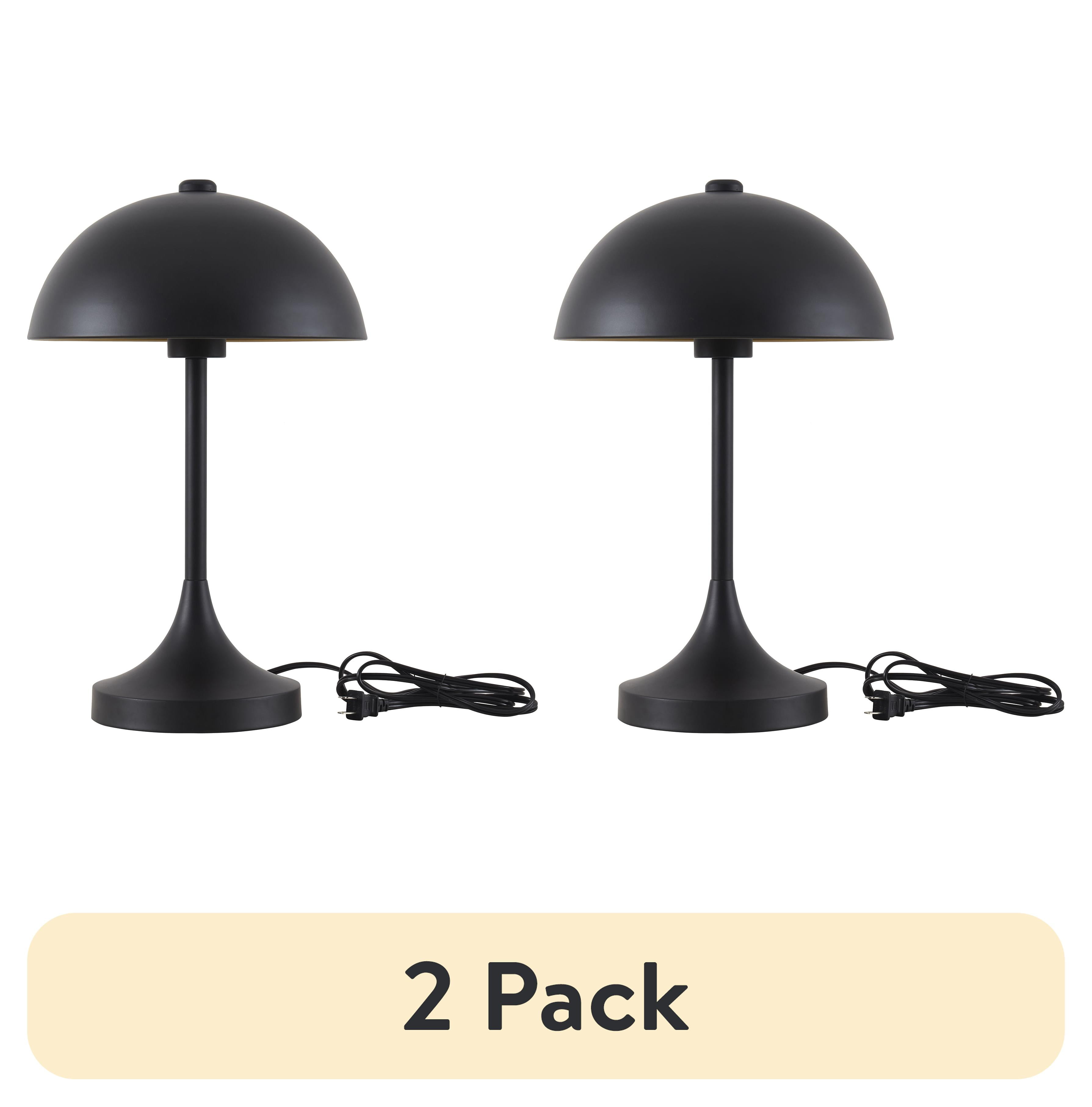 (2 pack) Better Homes & Gardens Modern Dome 18 in Touch On/Off Table Lamp, Black