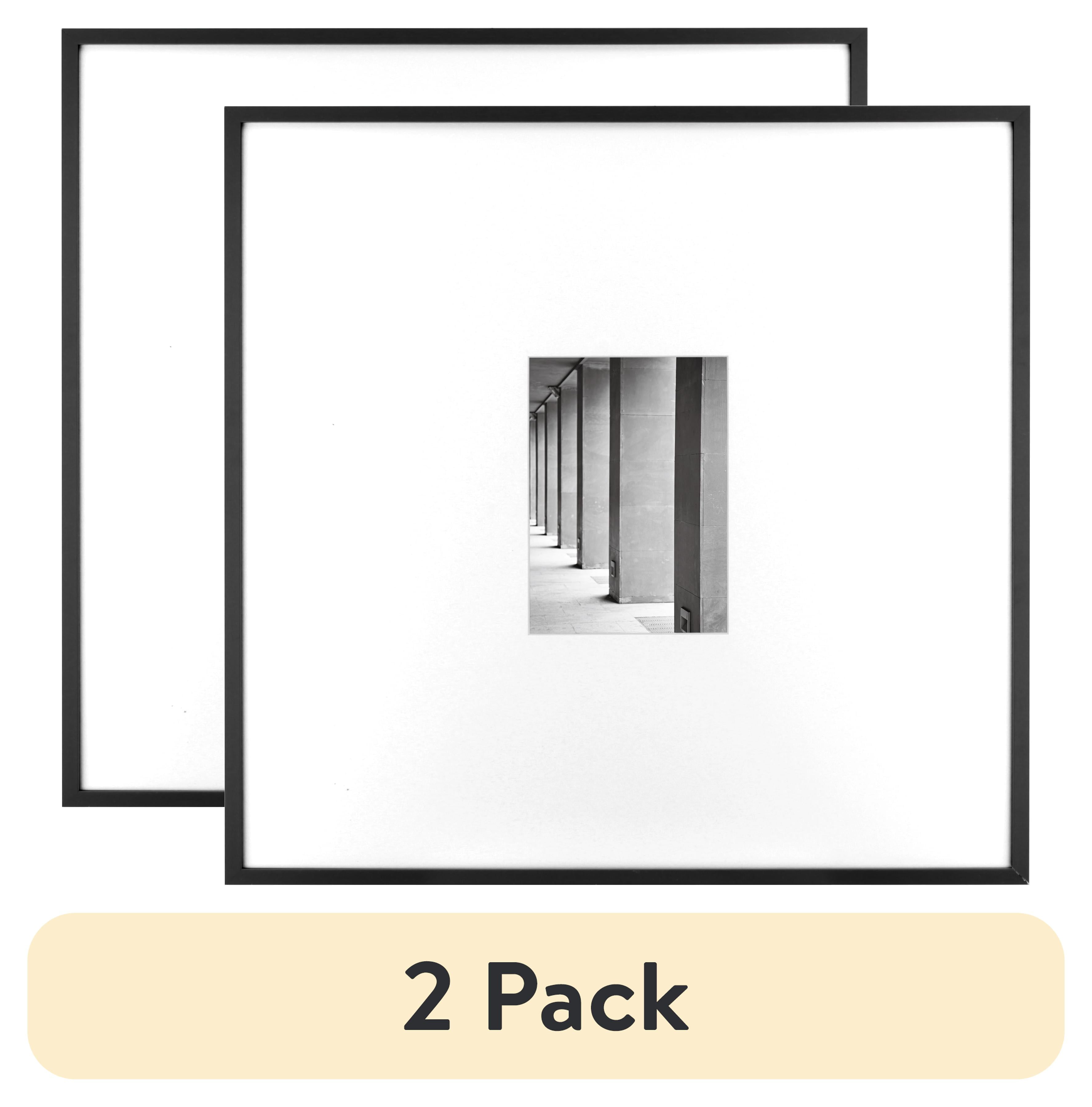 (2 pack) Better Homes & Gardens 18x18 Matted to 5x7 Metal Gallery Wall Picture Frame, Black