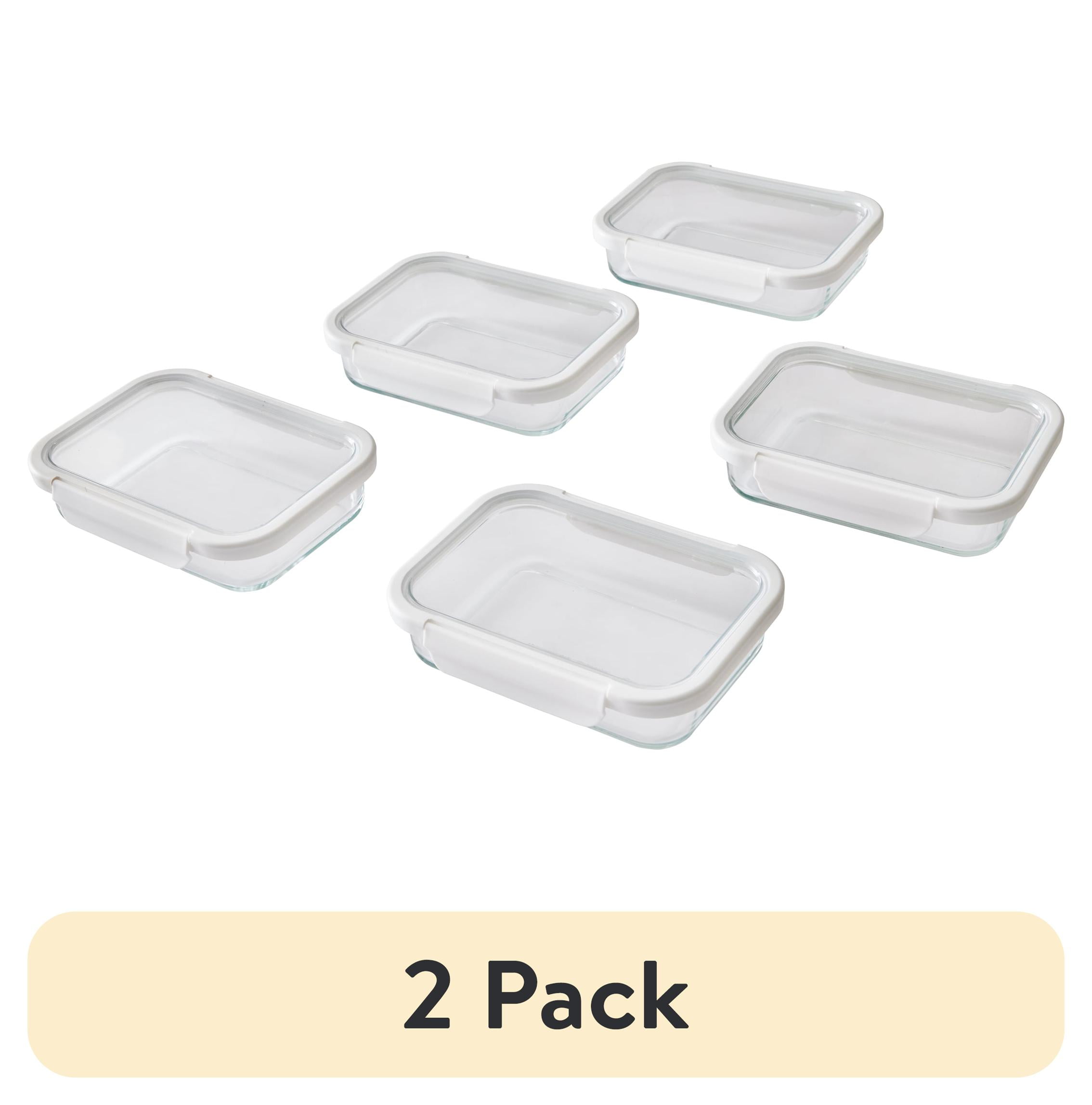 (2 pack) Better Homes & Gardens 2.3Cup Rectangle Glass Food Storage Container with Tritan Lid. Set of 5, 10 Pieces - Walmart.com
