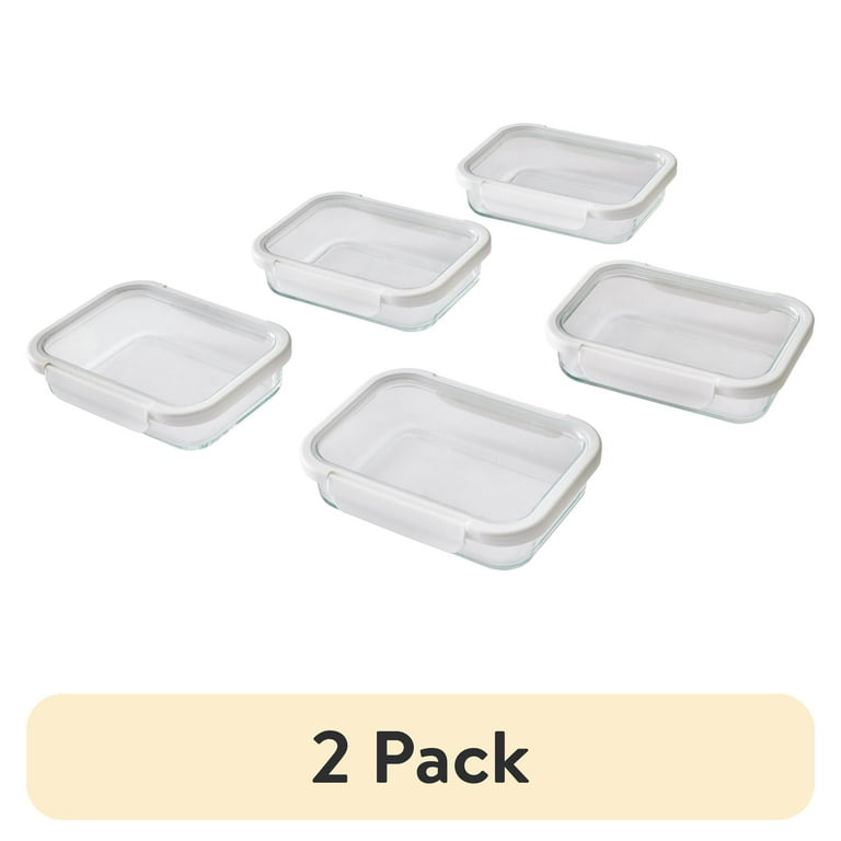 Better Homes & Gardens 2.3Cup Rectangle Glass Food Storage Container with Tritan Lid. Set of 5, 10 Pieces