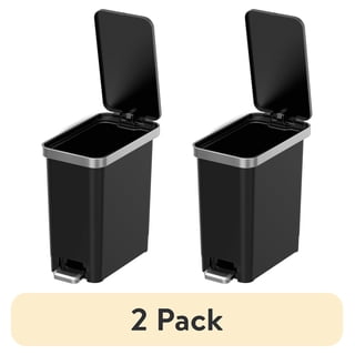 (2 pack) Better Homes & Gardens 2.5 gal Step Trash Can with Soft-Close Lid, Black