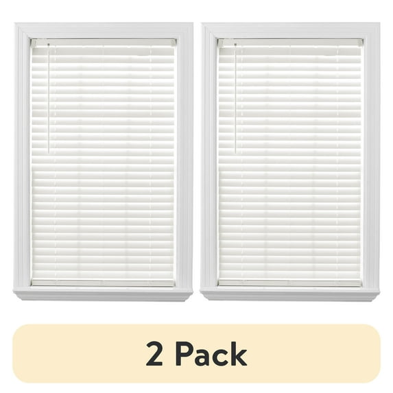 (2 pack) Better Homes & Gardens 2" Cordless Faux Wood Horizontal Blinds, Antique White, 31" W x 64" L