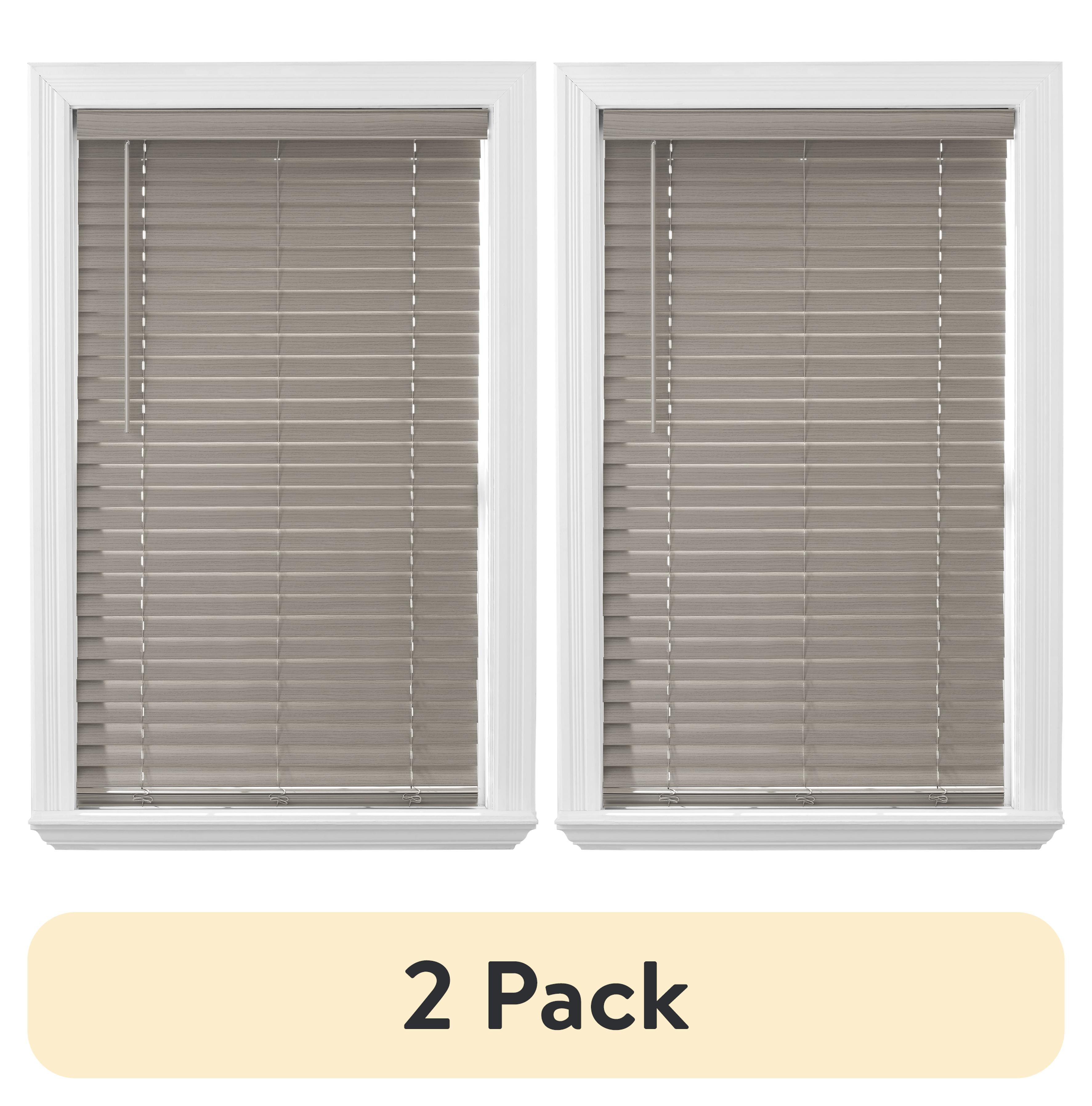 (2 pack) Better Homes & Gardens 2" Cordless Faux Wood Horizontal Blinds, Rustic Gray, 47" W x 64" L