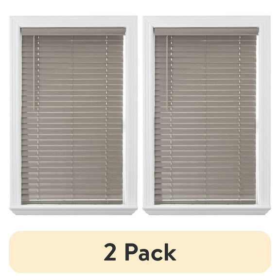 (2 pack) Better Homes & Gardens 2" Cordless Faux Wood Horizontal Blinds, Rustic Gray, 47" W x 64" L