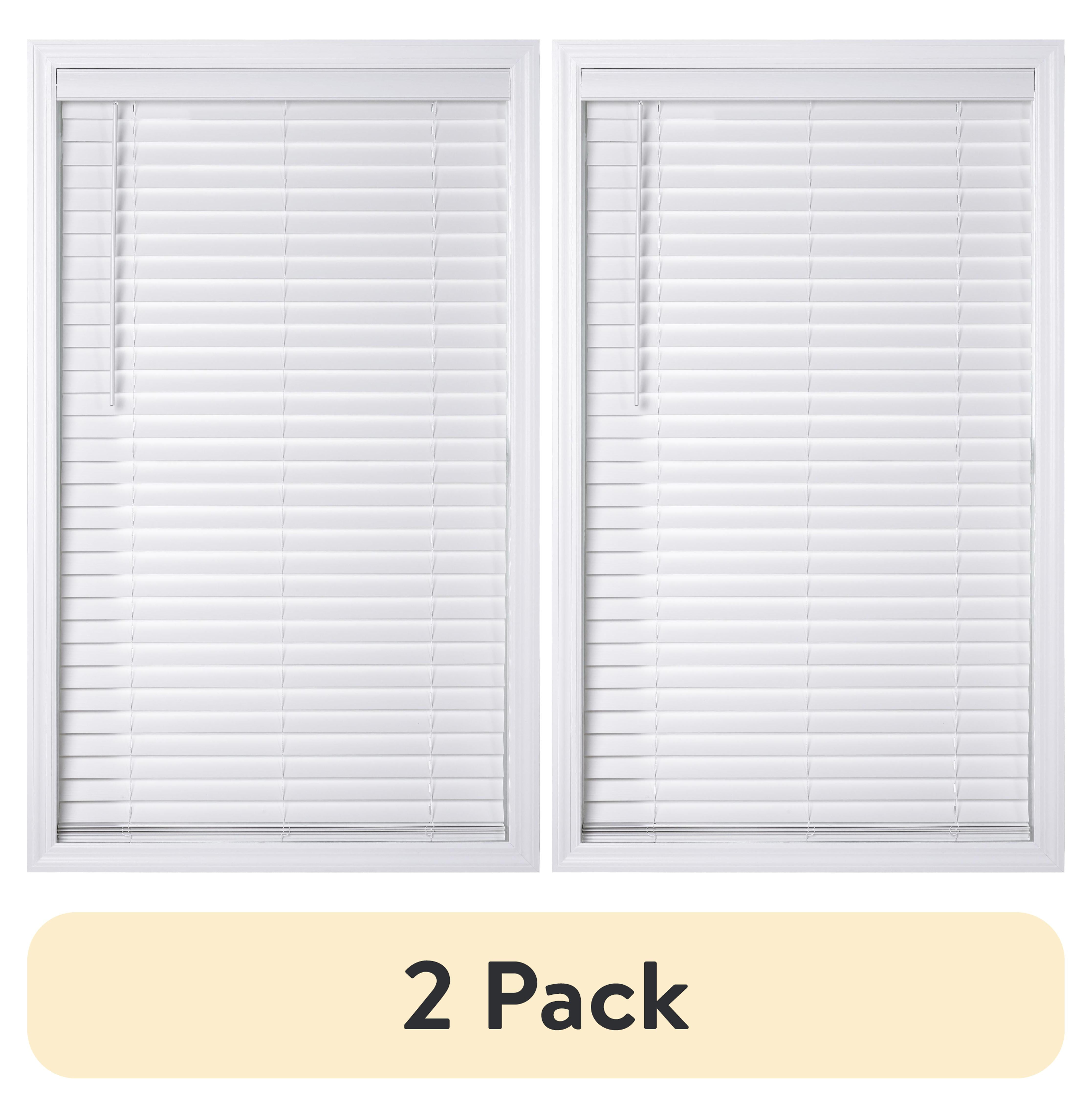 (2 pack) Better Homes & Gardens 2" Cordless Faux Wood Horizontal Blinds, White, 47" W x 64" L