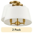 thumbnail image 1 of (2 pack) Better Homes & Gardens 2-Light Flush Mount Burnished Brass with Bulb, 1 of 9