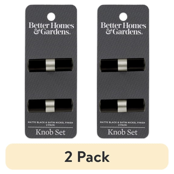 (2 pack) Better Homes & Gardens 2 Pack Matte Black & Satin Nickel Cabinet T-Knobs (4oz)