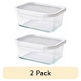 thumbnail image 1 of (2 pack) Better Homes & Gardens 2 Pieces 4 Cup Rectangle Glass Food Storage Container with Tritan Lid, Set of 1, 2 Pieces, 1 of 7