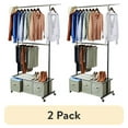 thumbnail image 1 of (2 pack) Better Homes & Gardens 2-Tier Metal Rolling Garment Rack with 3 Drawer Closet Organizer, Gray, 1 of 10
