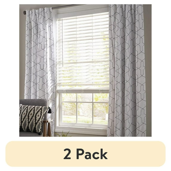 (2 pack) Better Homes & Gardens Cordless Faux Wood Horizontal Window Blinds, White, 31x48 Inches