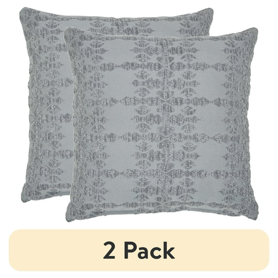 (2 pack) Better Homes & Gardens 20" x 20" Acros Geo Grey Cotton Polyester Decorative Pillow