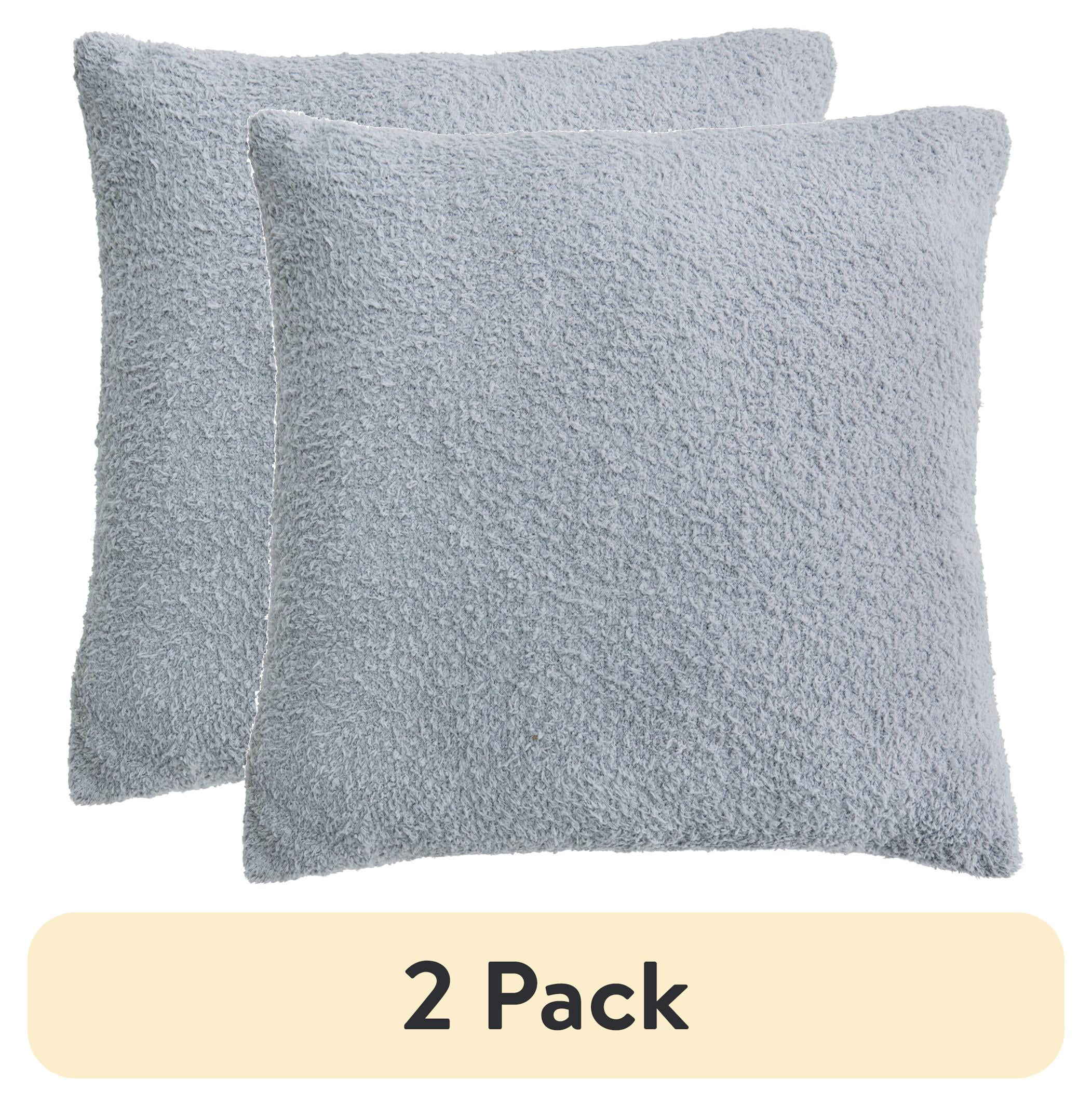 (2 pack) Better Homes & Gardens 20"x20" Cozy Knit Decorative Pillow, Soft Silver, (1 Count), All Ages