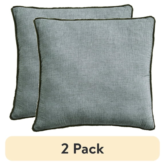 (2 pack) Better Homes & Gardens 22" x 22" Sea Turtle Green Cotton Gauze Fringe Decorative Pillow
