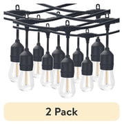 (2 pack) (2 pack) Better Homes & Gardens 24 ft Outdoor Commercial String Lights, 12 Shatterproof LED Bulbs, Indoor/Outdoor Use