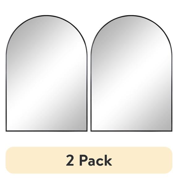 (2 pack) Better Homes & Gardens Black Metal Arch Wall Mirror, 24" x 34"