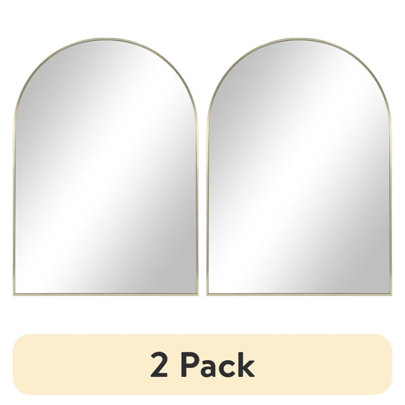 (2 pack) Better Homes & Gardens 24x34 Gold Arched Large Wall Mirror for Bathroom or Living Room